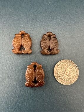 RARE Vintage Chinese Carved Double Fish Bundle